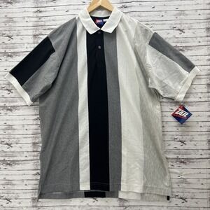 Vintage Tail Polo Shirt Men's XL Black White Color Block Pattern Made In USA